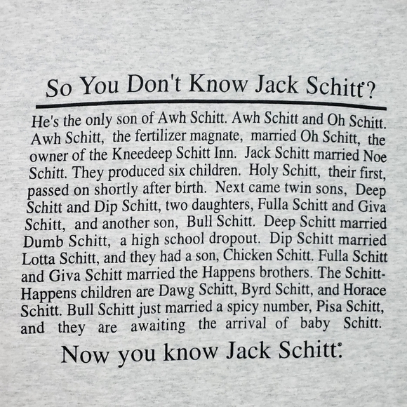 Vintage 90s I Know Jack Shit Funny Schitt Family Story Smokies T-shirt Humor - Picture 7 of 7